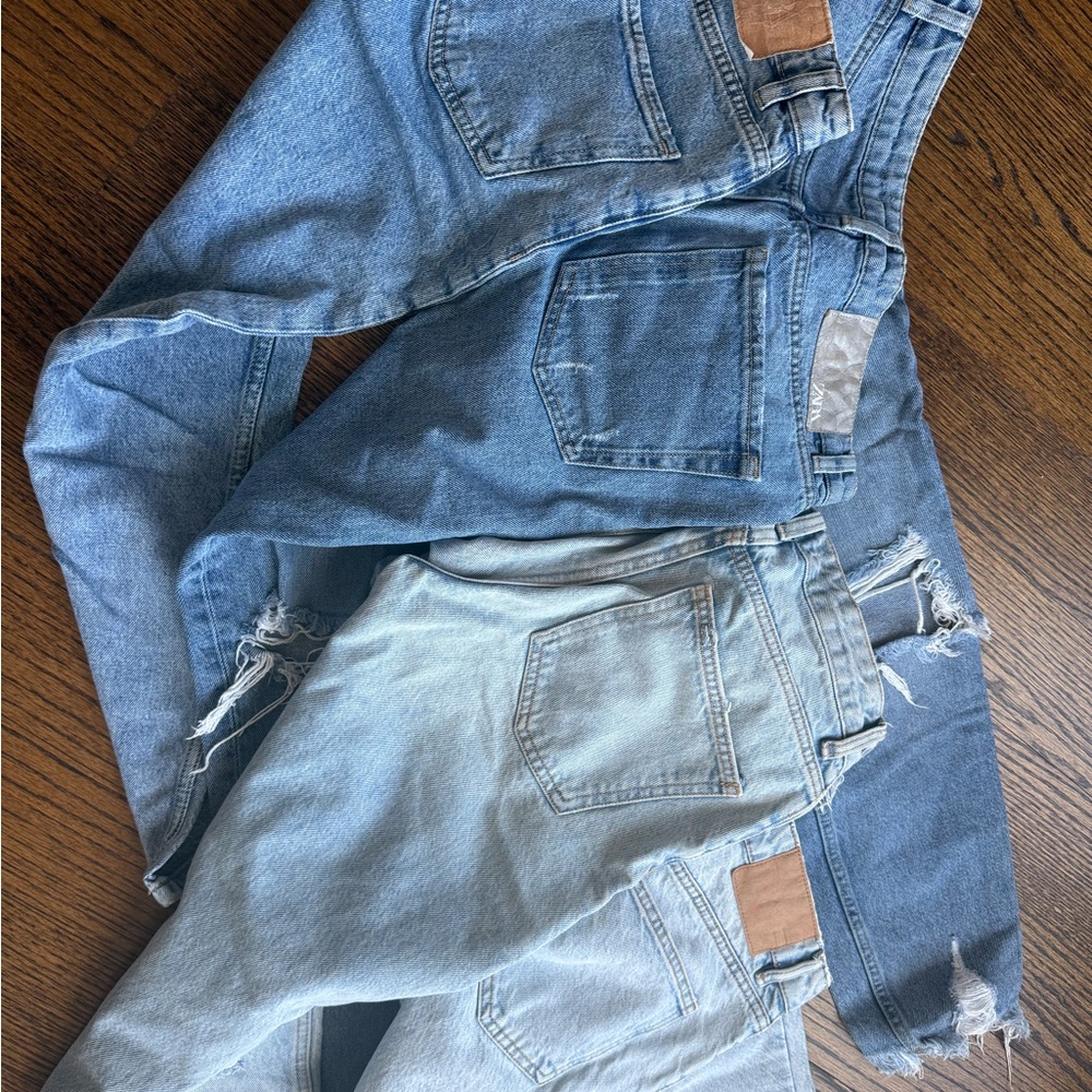 Zara Women's High Rise Jeans - Light and Medium Blue